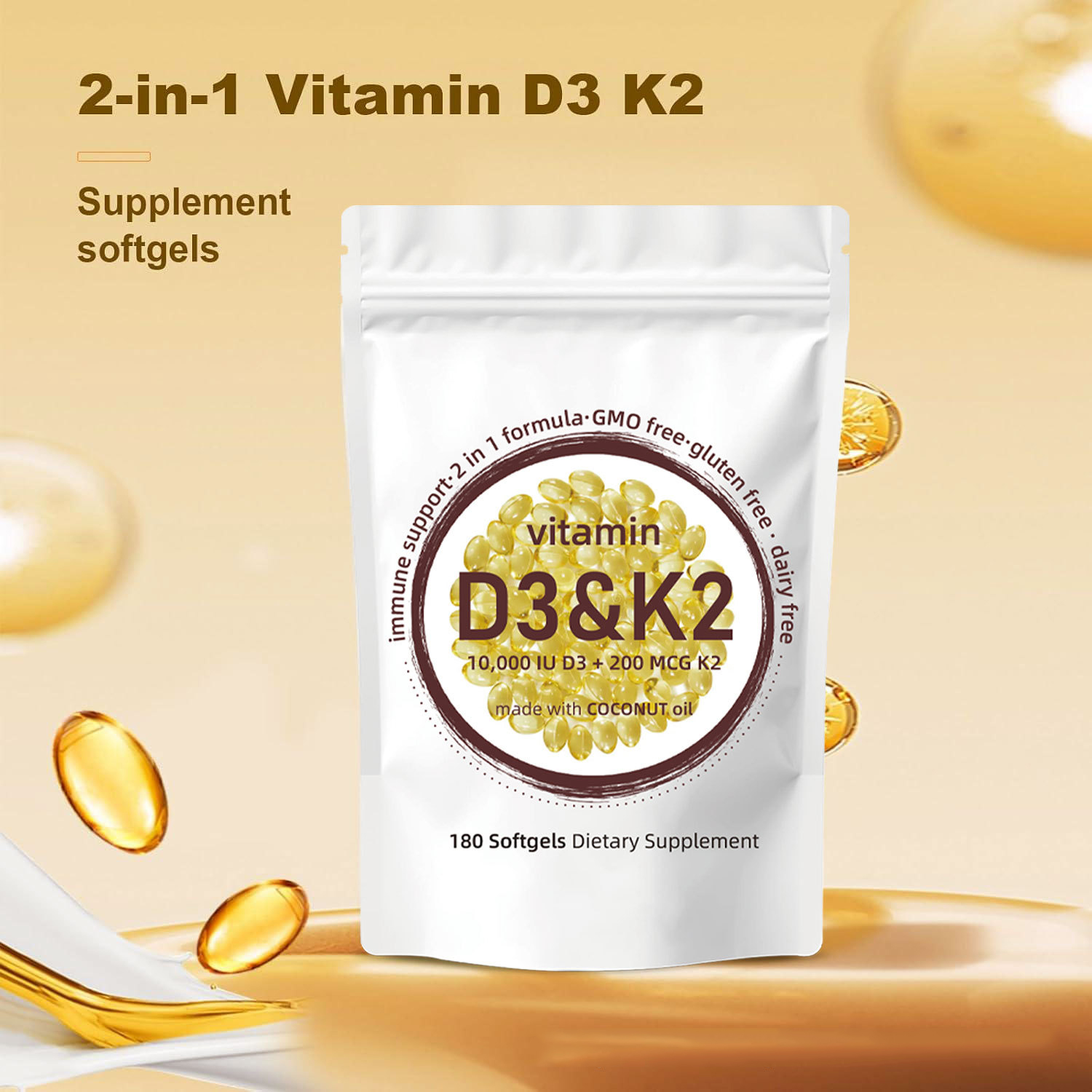 Vitamin D3 K2 Drop - Capsule molli di vitamina D3 K2
