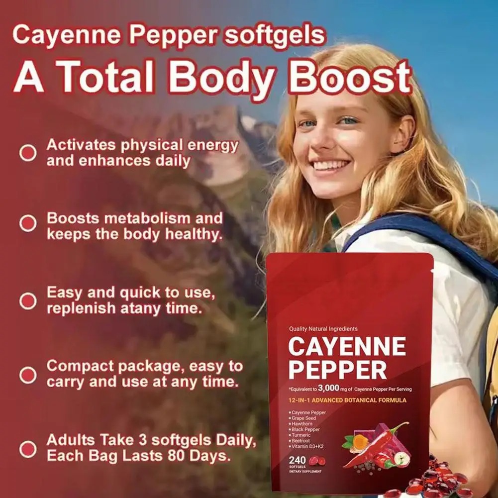 Vitamin D3 K2 Drop - 240 Capsule di Peperoncino Cayenne da